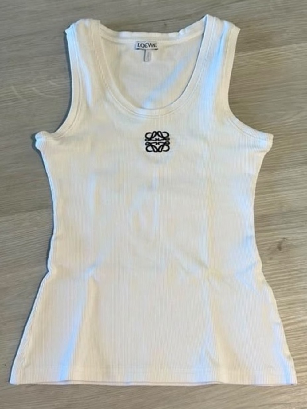 Loewe White Ribbed Tank with Black Anagram Logo